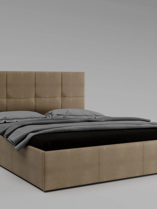 Кровать с подъёмным механизмом «Куба», экокожа, бежевая