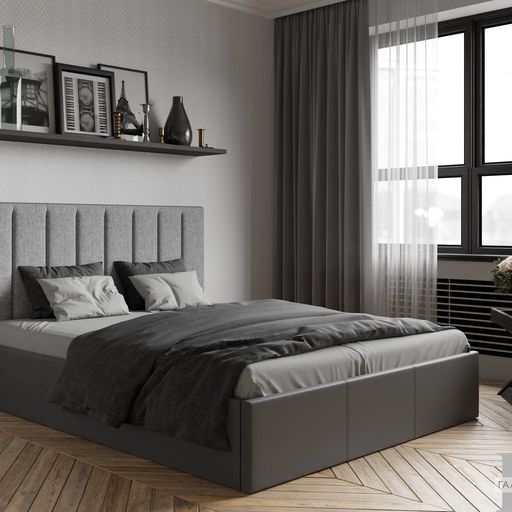 Кровать с подъёмным механизмом «Прага», серая