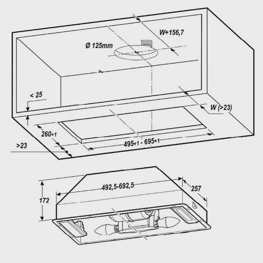 Полновстраиваемая вытяжка ELICA ERA C BL/A/52