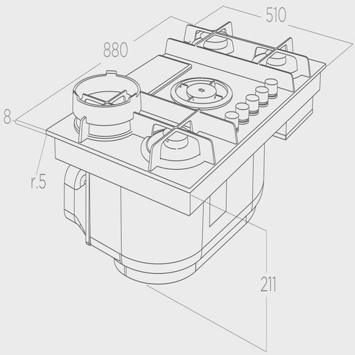 Газовая варочная панель ELICA NIKOLATESLA FLAME EVO GR/A/88