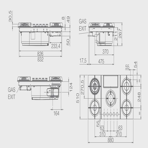 Газовая варочная панель ELICA NIKOLATESLA FLAME EVO GR/A/88